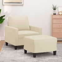 vidaXL Sofa Chair with Footstool Cream 60 cm Faux Leather