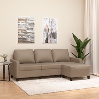  3-Seater Sofa with Footstool Cappuccino 180 cm Faux Leather