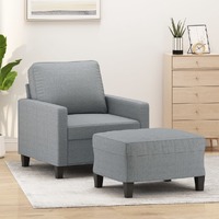  Sofa Chair with Footstool Light Grey 60 cm Fabric