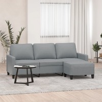  3-Seater Sofa with Footstool Light Grey 180 cm Fabric