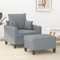  Sofa Chair with Footstool Light Grey 60 cm Fabric