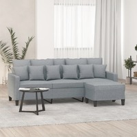  3-Seater Sofa with Footstool Light Grey 180 cm Fabric