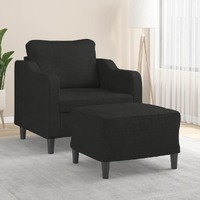  Sofa Chair with Footstool Black 60 cm Fabric