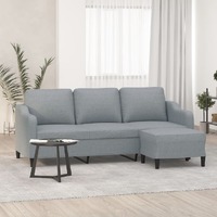  3-Seater Sofa with Footstool Light Grey 180 cm Fabric