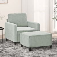  Sofa Chair with Footstool Light Grey 60 cm Velvet