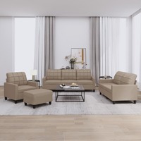  4 Piece Sofa Set with Cushions Cappuccino Faux Leather