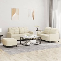  3 Piece Sofa Set with Cushions Cream Faux Leather