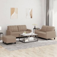  3 Piece Sofa Set with Cushions Cappuccino Faux Leather