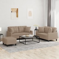  3 Piece Sofa Set with Pillows Cappuccino Faux Leather