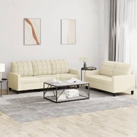  2 Piece Sofa Set with Cushions Cream Faux Leather