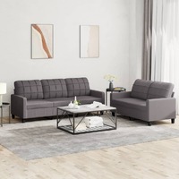  2 Piece Sofa Set with Cushions Grey Faux Leather