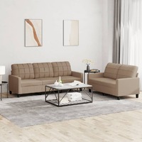  2 Piece Sofa Set with Cushions Cappuccino Faux Leather