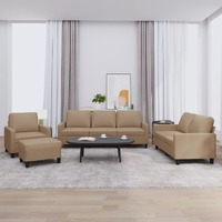  4 Piece Sofa Set with Cushions Cappuccino Faux Leather