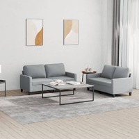  2 Piece Sofa Set with Cushions Light Grey Fabric
