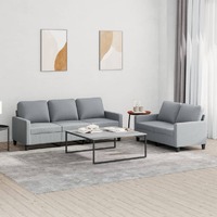  2 Piece Sofa Set with Cushions Light Grey Fabric