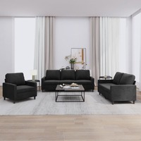  3 Piece Sofa Set with Cushions Black Velvet