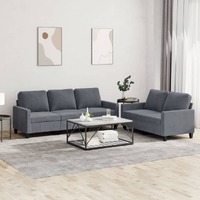  2 Piece Sofa Set with Cushions Dark Grey Velvet