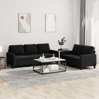  2 Piece Sofa Set with Cushions Black Velvet