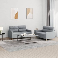  2 Piece Sofa Set with Cushions Light Grey Fabric