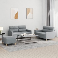  3 Piece Sofa Set with Cushions Light Grey Fabric
