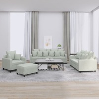  4 Piece Sofa Set with Cushions Light Grey Velvet