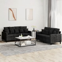  2 Piece Sofa Set with Cushions Black Velvet