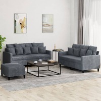  3 Piece Sofa Set with Cushions Dark Grey Velvet