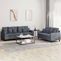  2 Piece Sofa Set with Cushions Dark Grey Velvet