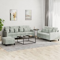  3 Piece Sofa Set with Cushions Light Grey Velvet