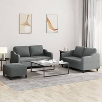  3 Piece Sofa Set with Cushions Dark Grey Fabric
