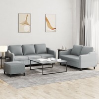  3 Piece Sofa Set with Cushions Light Grey Fabric