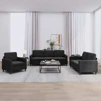  3 Piece Sofa Set Black Velvet