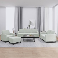  4 Piece Sofa Set Light Grey Velvet