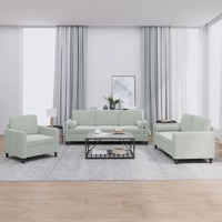  3 Piece Sofa Set with Pillows Light Grey Velvet