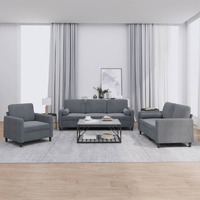  3 Piece Sofa Set with Pillows Dark Grey Velvet