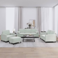  4 Piece Sofa Set with Pillows Light Grey Velvet