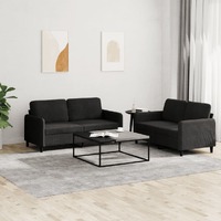  2 Piece Sofa Set Black Velvet