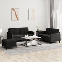  3 Piece Sofa Set Black Velvet