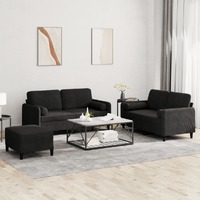 vidaXL 3 Piece Sofa Set with Pillows Black Velvet