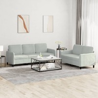  2 Piece Sofa Set Light Grey Velvet