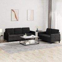  2 Piece Sofa Set Black Velvet