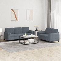  2 Piece Sofa Set with Pillows Dark Grey Velvet
