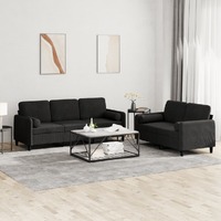  2 Piece Sofa Set with Pillows Black Velvet