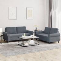  2 Piece Sofa Set with Cushions Dark Grey Velvet