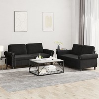  2 Piece Sofa Set with Cushions Black Velvet
