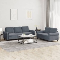  2 Piece Sofa Set with Cushions Dark Grey Velvet