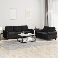  2 Piece Sofa Set with Cushions Black Velvet