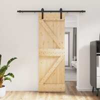  Sliding Door with Hardware Set 70x210 cm Solid Wood Pine