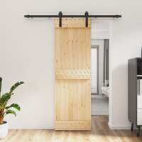  Sliding Door with Hardware Set 70x210 cm Solid Wood Pine