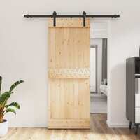  Sliding Door with Hardware Set 80x210 cm Solid Wood Pine